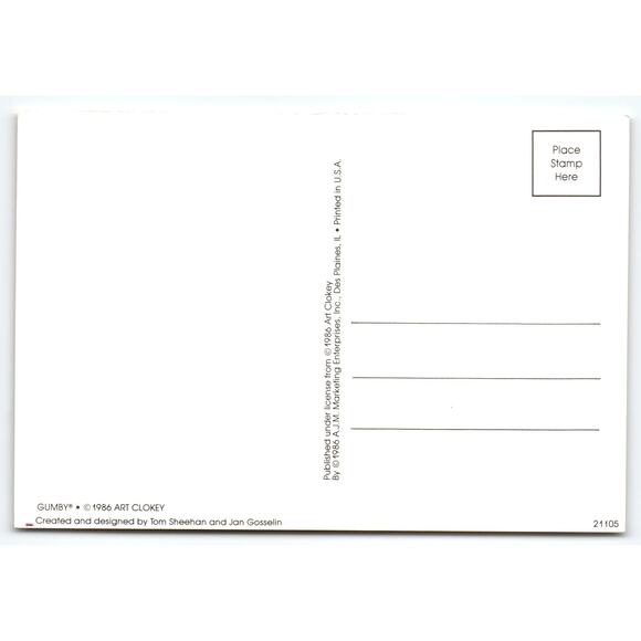 Vintage 1986 Gumby License Plate Postcard by Art Clokey - Picture 2 of 2